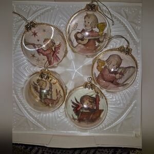 Vintage Home For The Holidays Molded Glass Ornament Set Of 5 Preowned